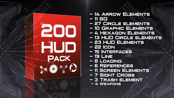 AE模板-200个动态HUD圆形元素 HUD Modern Pack