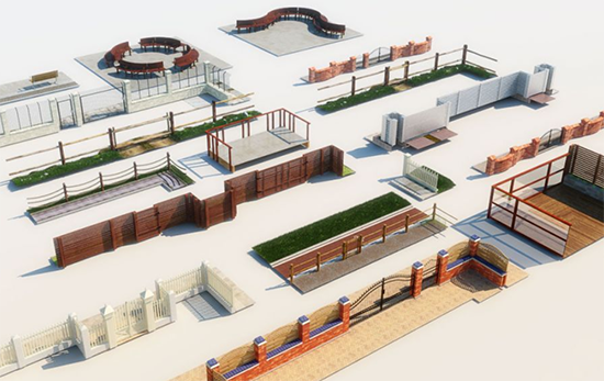 51个草坪围栏长凳大门人行道3D模型Evermotion Archmodels Vol. 116