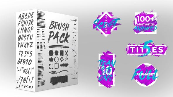 AE模板-笔刷文字书写转场动画 Brush Pack