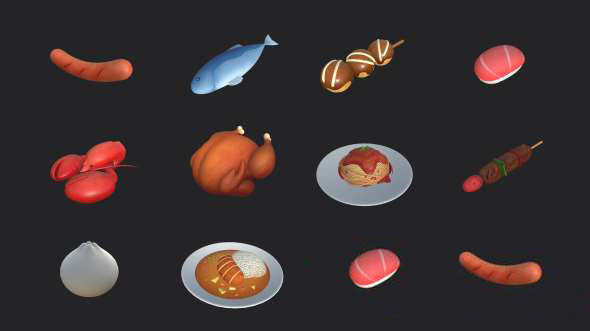 卡通食物3D模型 Cgtrader – Cartoon Food Pack 2 3D model