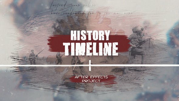 AE模板-复古回忆水墨历史图片时间线开场 History Timeline