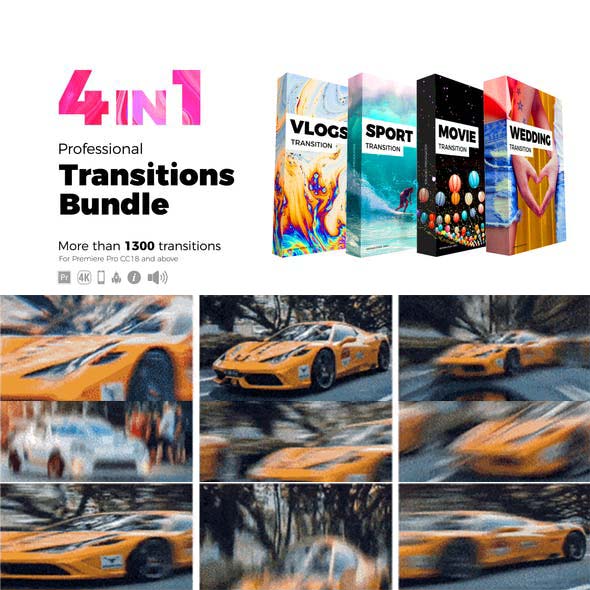 PR模板-1300+图形切割扭曲光效故障视频转场预设4合1-图片1