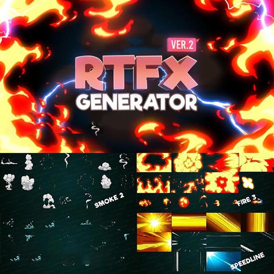 AE脚本-1850组手绘游戏火焰烟雾水流雷电能量MG动画+通道视频素材 V2.8.1-图片1