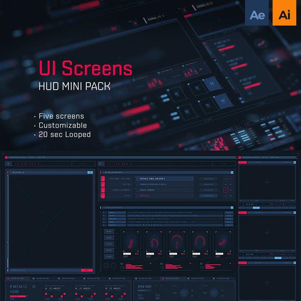 AE模板+AI-科技感HUD屏幕界面元素动画-图片1