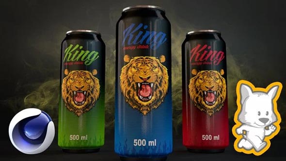 饮料罐建模渲染C4D教程Skillshare – 3D Product Visualization in Cinema 4D – Model, texture and render an Energy Drink Poster