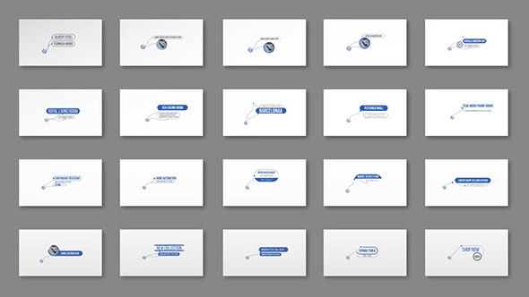 AE模板-20个创意4k分辨率科技感呼出指示线文字标题动画
