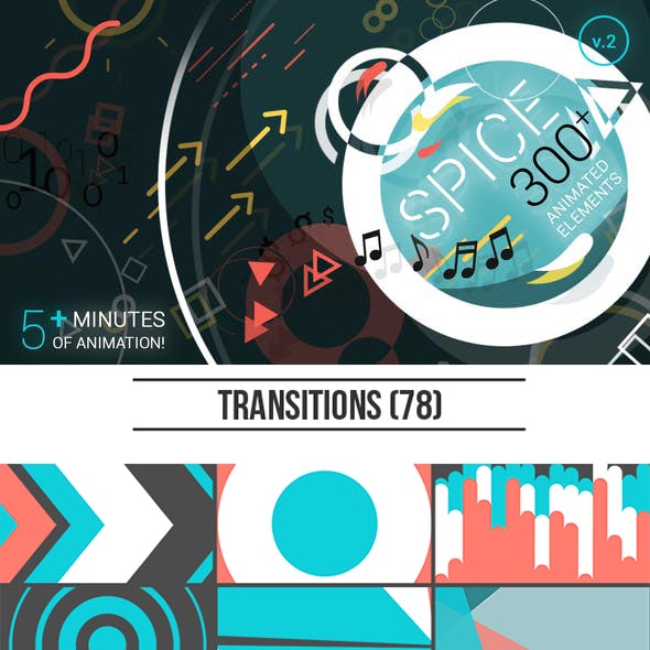 AE模板-300+扁平化线条几何图形元素转场MG动画包-图片1