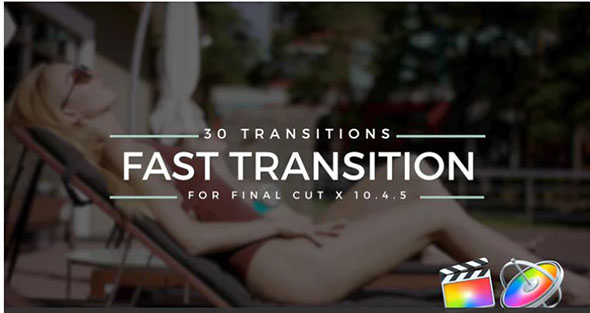 FCPX插件-30个动感快速滑动旋转冲击缩放视频转场预设