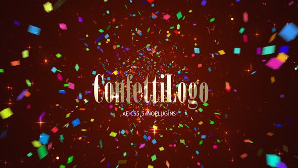 AE模板-五彩纸屑螺旋状喷发汇聚-logo片头动画Confetti Logo