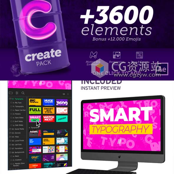 AE脚本-3600+时尚图形文字标题排版字幕指示线背景图形转场动画预设-图片1