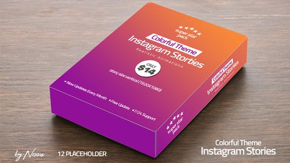 AE模板-INS彩色竖屏时尚视频包装片头 Colorful Instagram Stories Pack