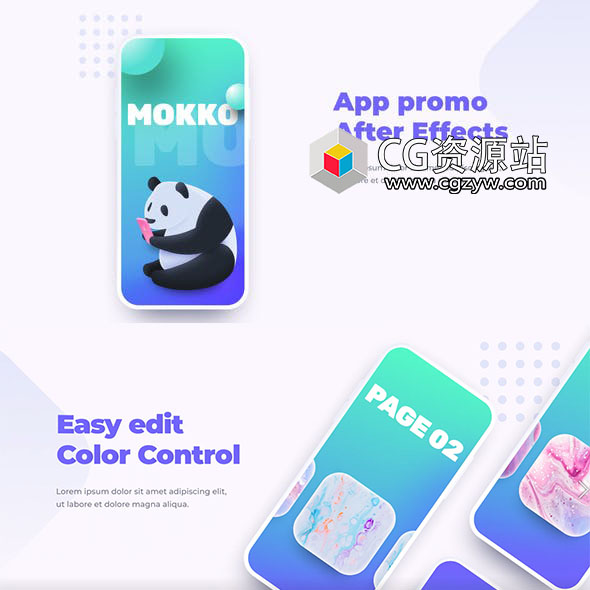 AE模板-扁平化简洁清新手机APP展示动画片头