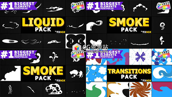 FCPX插件-40个创意设计二维手绘卡通液体元素视频转场预设