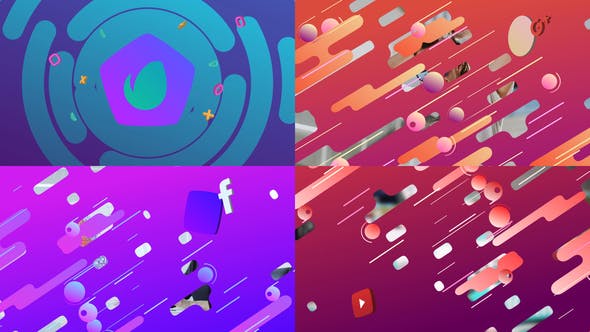 AE模板-4K扁平化图形过渡视频转场logo动画 Transition Logo