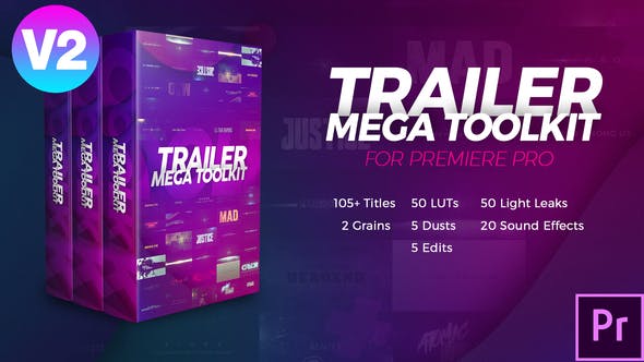PR预设-预告片宣传片文字标题调色后期工具包 Trailer Mega Toolkit Premiere Pro V2