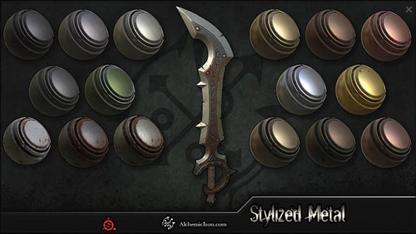 Substance Painter风格化材质布料钢铁石头木头预设