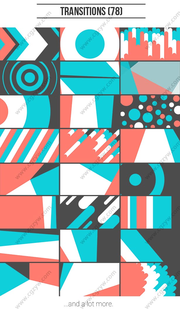 AE模板-300+扁平化线条几何图形元素转场MG动画包-图片4