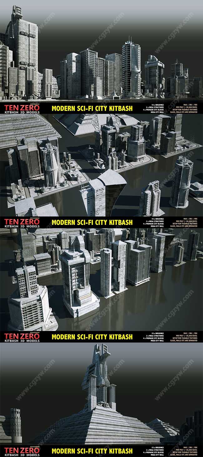 现代科幻城市场景建筑3D模型-图片2