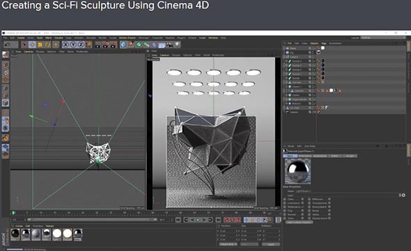 建模贴图渲染科幻元素场景C4D教程 Skillshare – Creating a Sci-Fi Sculpture Using Cinema 4D