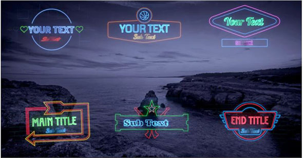 FCPX插件-霓虹灯文字Logo动画 Neon Signs