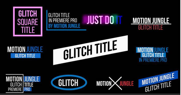 PR模板-12个信号损坏快闪独特文字标题动画 Glitch Titles