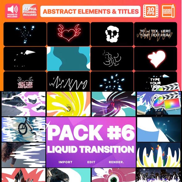 FCPX插件-卡通液体流动转场过渡文字标题MG动画预设