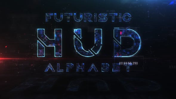 AE模板-未来派科技感HUD英文字母表动画 Futuristic HUD Alphabet