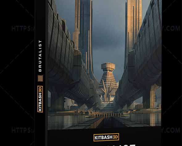 现代城市建筑纪念碑塔楼三维模型Kitbash3D Brutalist