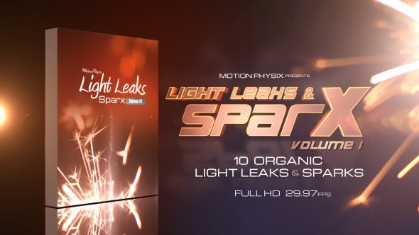10组火花粒子碰撞飞溅光效动画视频素材Light Leaks and Sparks Vol 1