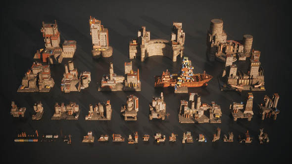 荒芜之地废墟工厂场景3D模型 Kitbash3d – Wasteland