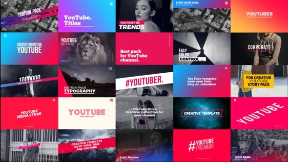 FCPX插件-25组时尚网络文字标题字幕动画预设 YouTube Titles Pro