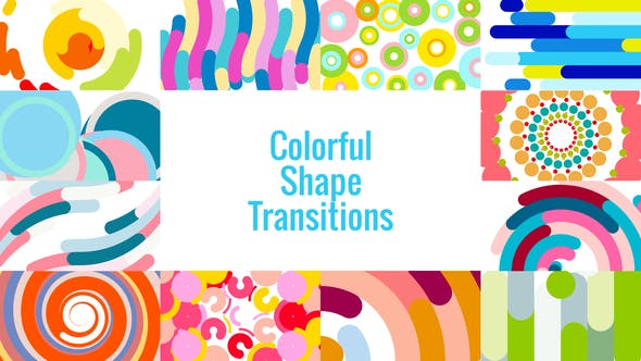AE模板-儿童搞笑快乐彩色形状过渡MG动画视频转场Colorful Shape Transitions\AE