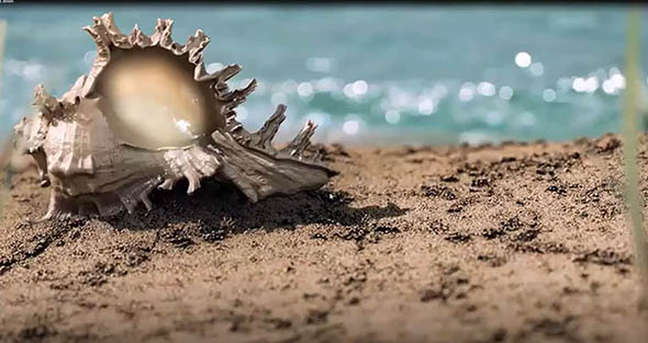 无插件制作真实海贝壳沙子外部场景C4D教程