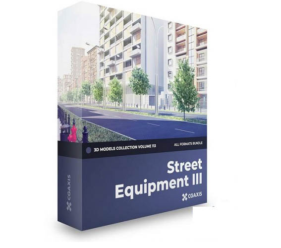 40个街道设备交通标志公交车站3D模型合集CGAxis第113卷-图片1