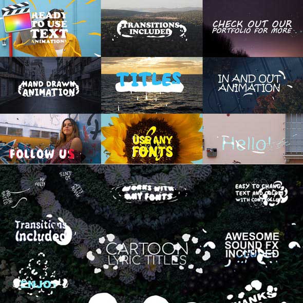 FCPX插件-3套手绘卡通漫画文字标题字幕动画预设