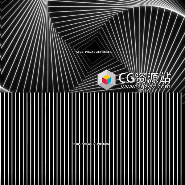 69组4K创意时尚复古黑白图形元素视频素材