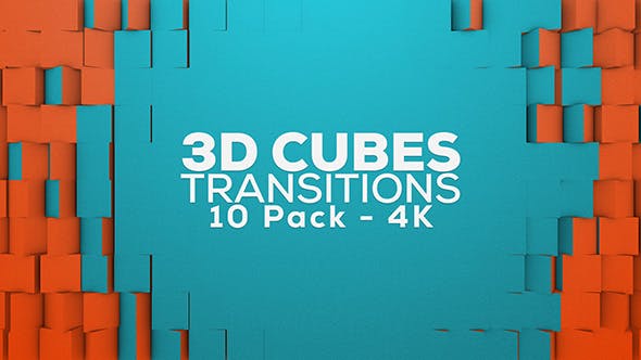 10组4K三维方块翻转遮罩转场过渡视频素材-3D Cubes Transitions – 10 Pack – 4K
