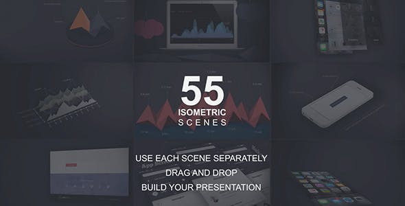 AE模板-55个三维等距信息数据场景动画 55 Isometric Scenes Pack Infographics Mock-ups