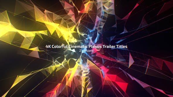 AE模板-Plexus粒子点线连接文字标题4K动画4K Colorful Cinematic Plexus Trailer Titles (2 Versions)