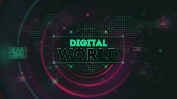 AE模板-时尚设计科技感Logo开场动画 Digital World Opener