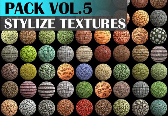 309张程式化纹理包常用贴图材质 Stylized Texture Pack – VOL.5
