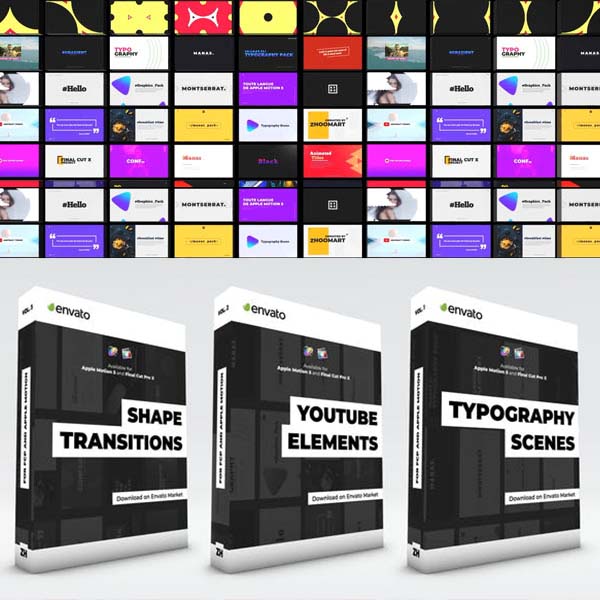 FCPX插件-时尚字幕条文字标题排版图形转场预设