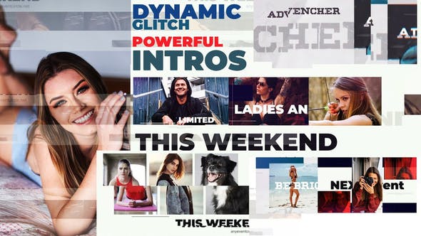 AE模板-动态故障介绍幻灯片开场Dynamic glitch powerful intros