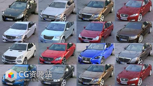 现代汽车小轿车奥迪宝马奔驰别克3D模型C4D/OBJ/FBX/MAX/3DS格式