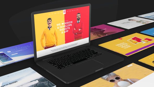 AE模板-苹果笔记本电脑网站介绍宣传片头 Website Promo On Macbook Device – Animated Mockup