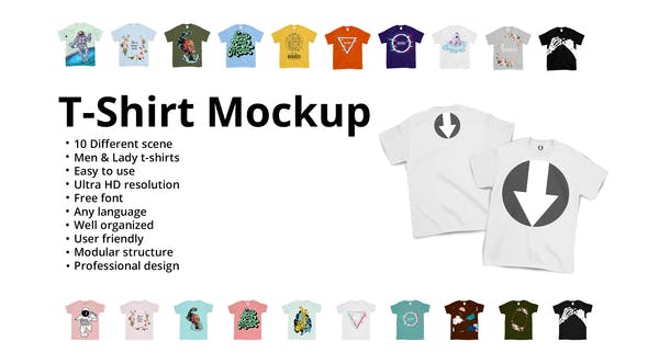 AE模板-T恤花纹图案Logo动画 T-Shirt Mockup