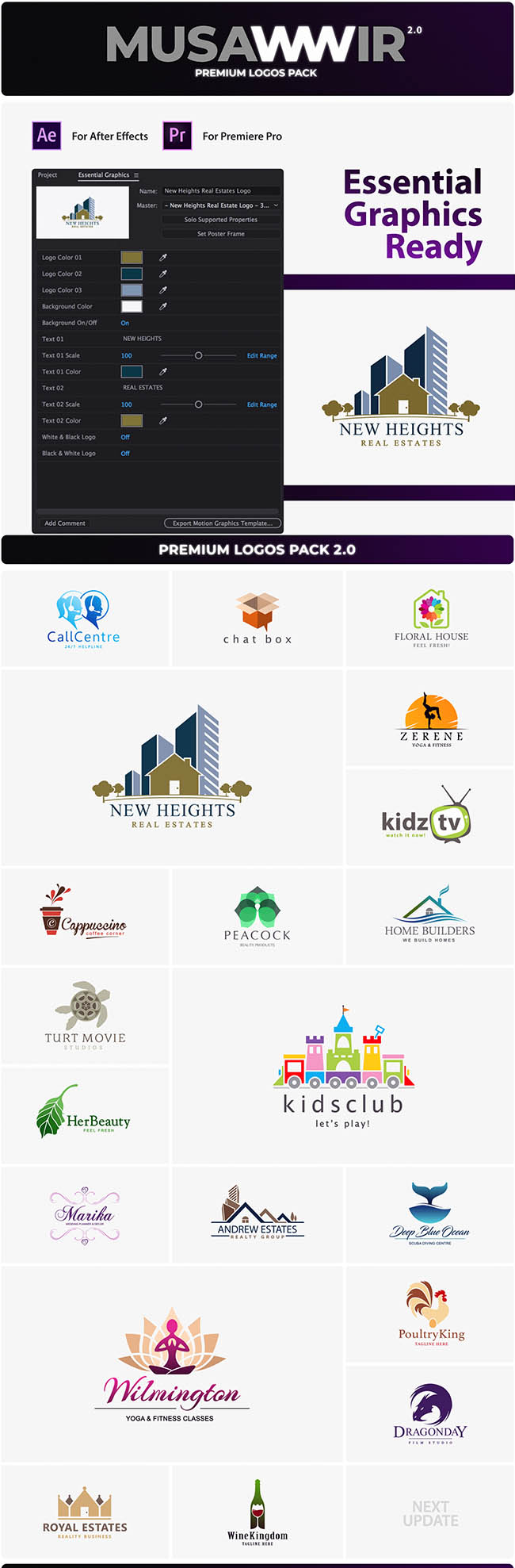 AE模板+PR预设-扁平化高级企业标志logo动画工具包-图片2