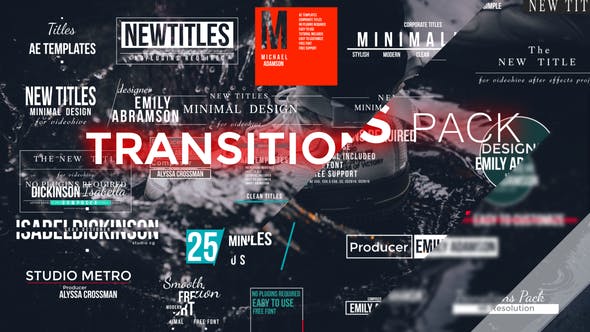 AE模板-文字标题视频剪辑转场过渡预设包 Transitions Pack