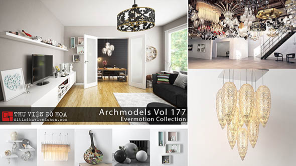 室内客厅吊灯装饰品3D模型 Evermotion – Archmodels Vol.177