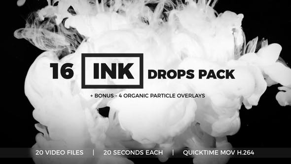 16个水墨烟雾特效动画视频素材 Ink Drops Pack
